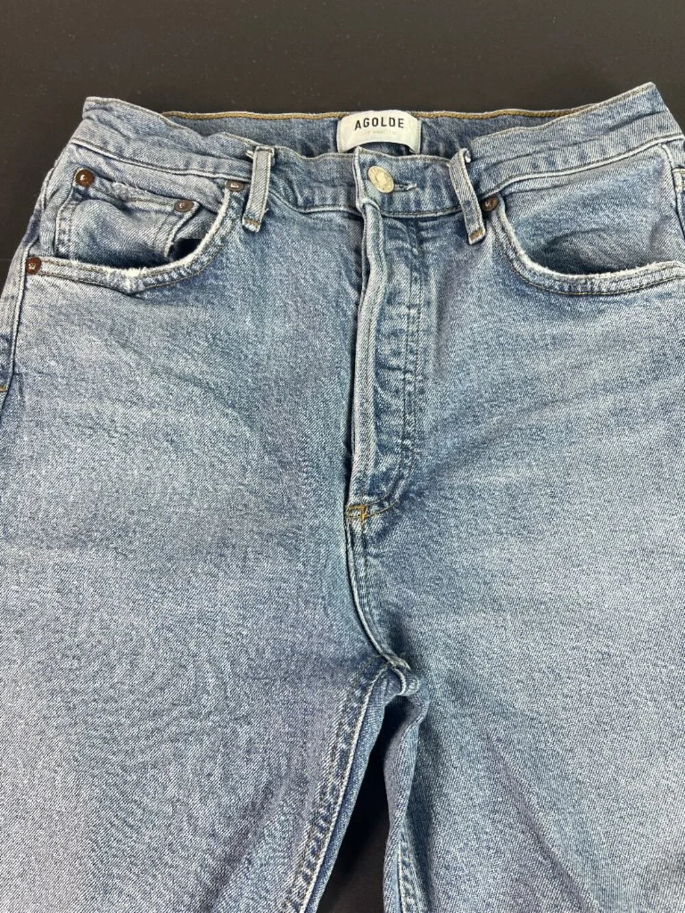 AGOLDE Jeans Womens 26x25* Riley High Rise Straight Crop Blue Faded Denim Tag 27